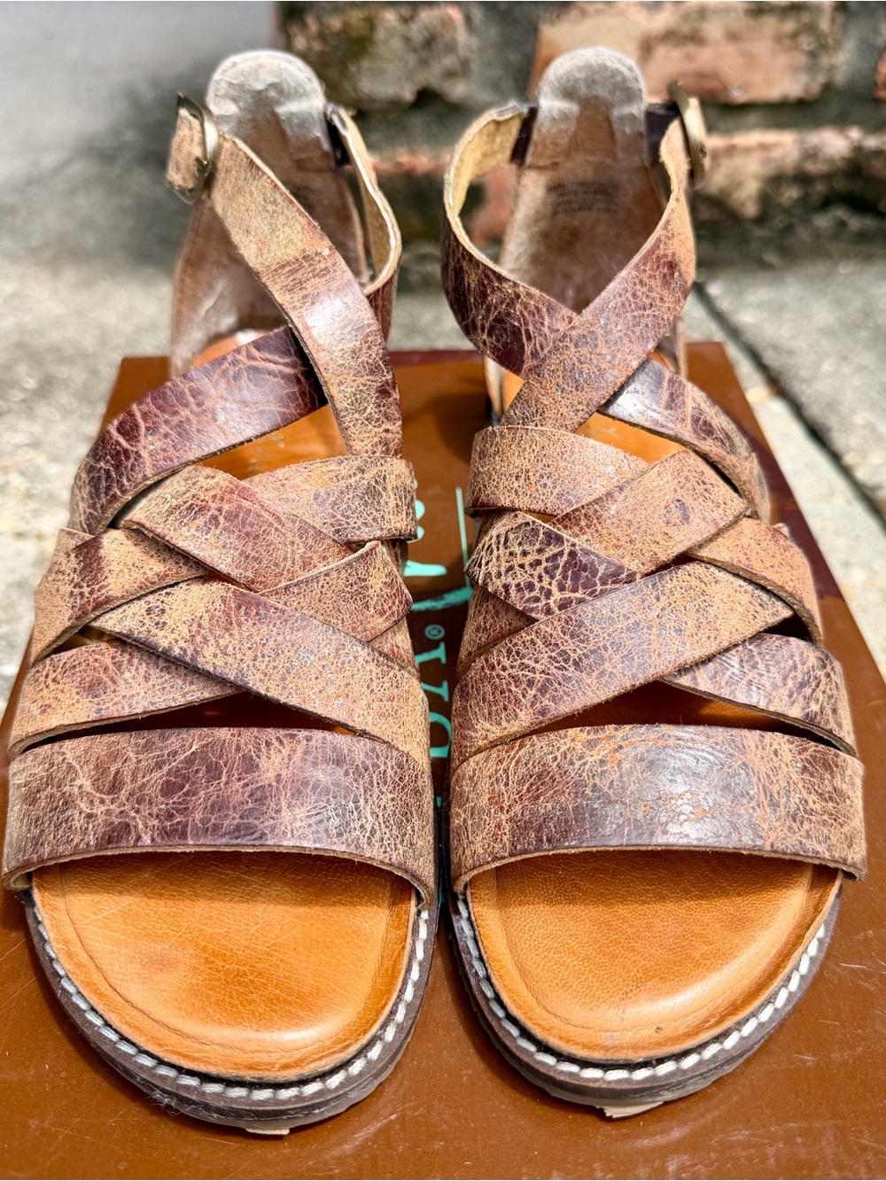 Diba True “First Light” Distressed Gladiator Sandal Sz: 6